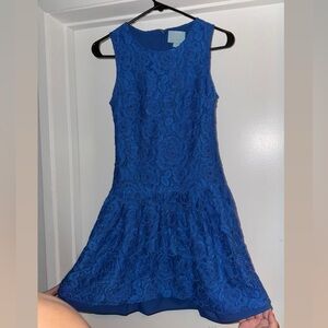 Drop Waist Blue Lace Sleeveless Dress